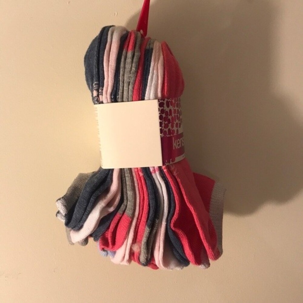 Kensie Girl No Show Socks Pink Blue White Gray